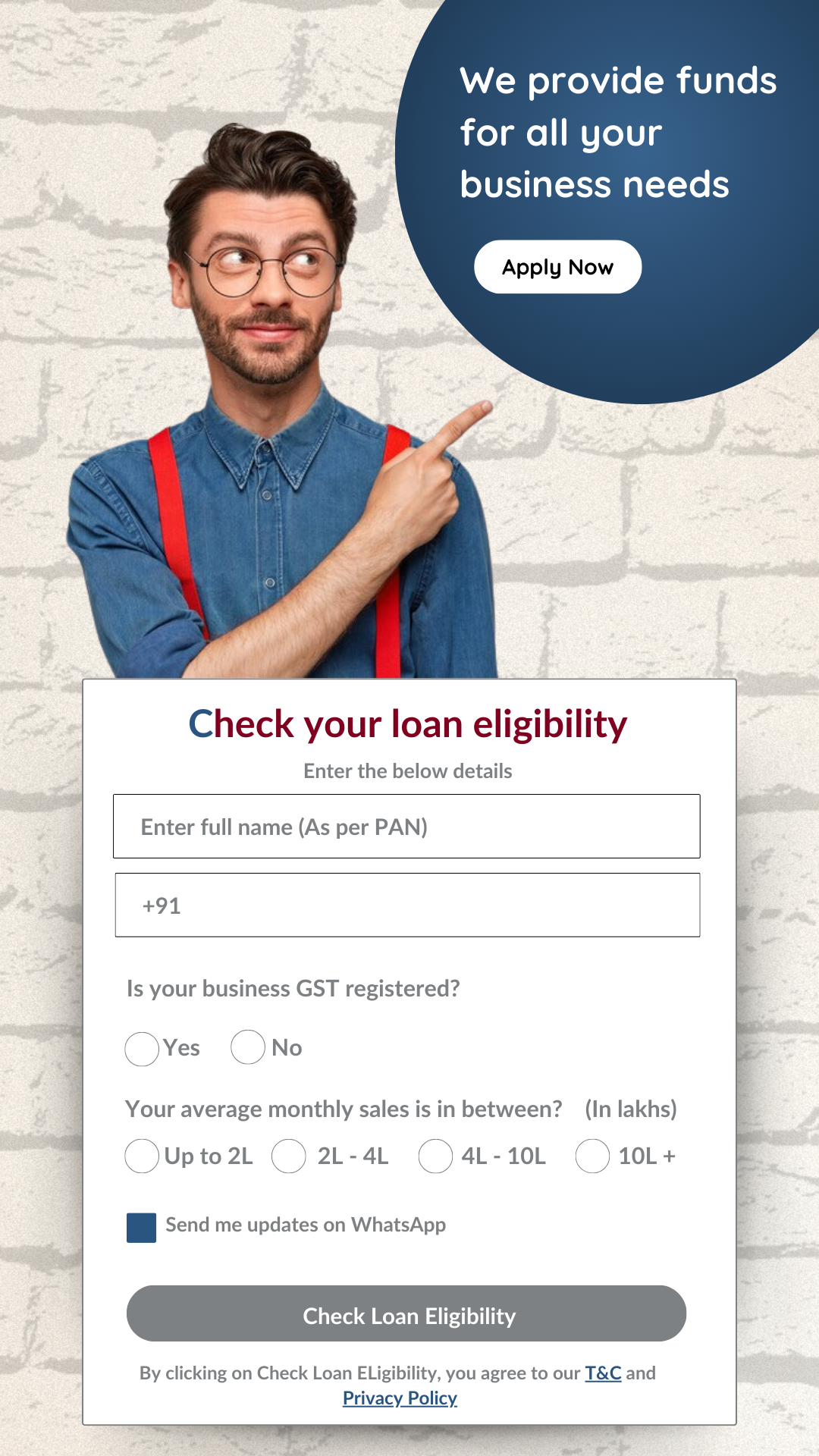 Flexi Loan form popup for mobile